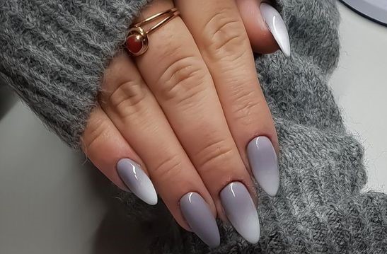 Grey and White Ombre Nails | Grey and White Ombre Press On Nails ...